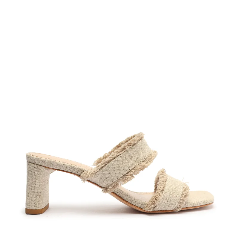 Amely Mid Block Linen Sandal