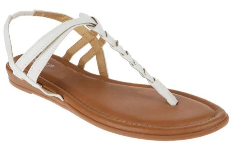 Ladies Faux Leather Braided Thong Sandal